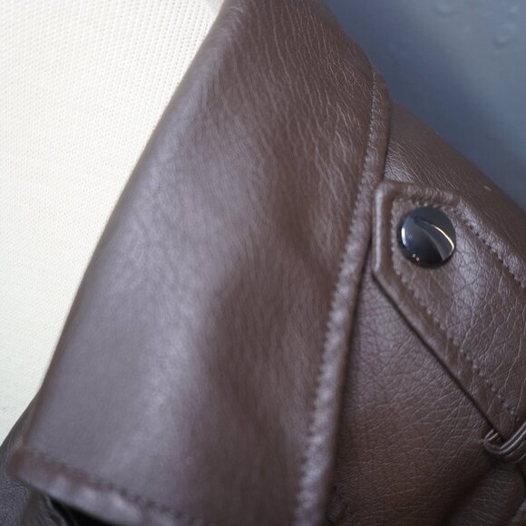 Celebrity Pink Juniors Womens Brown Faux Leather Moto Jacket Size Small - Picture 5 of 8